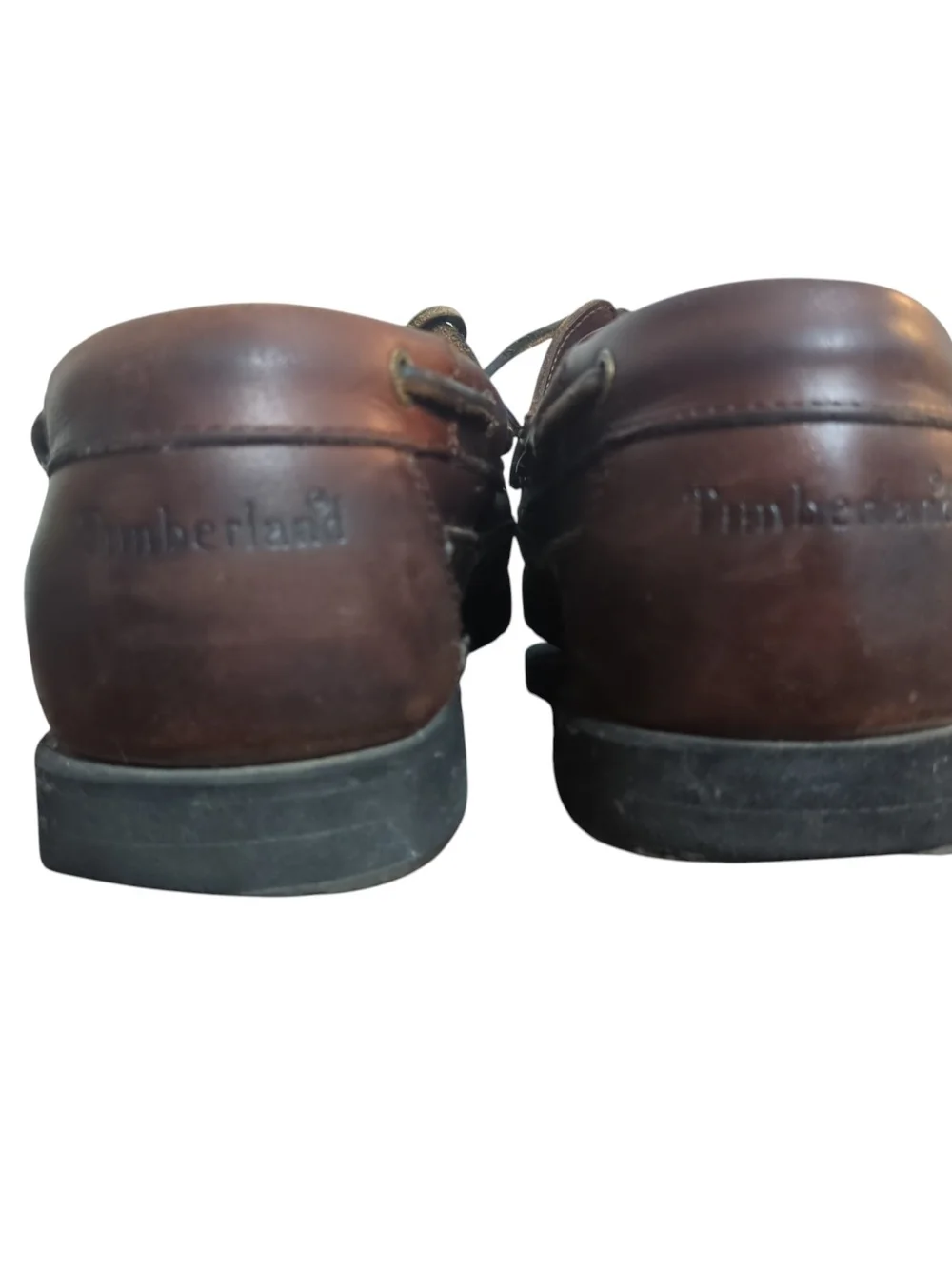 Timberland 11.5 Brown Leather 3-Eye Lug Boat Shoes Rubber Lug Sole Coastal Dad